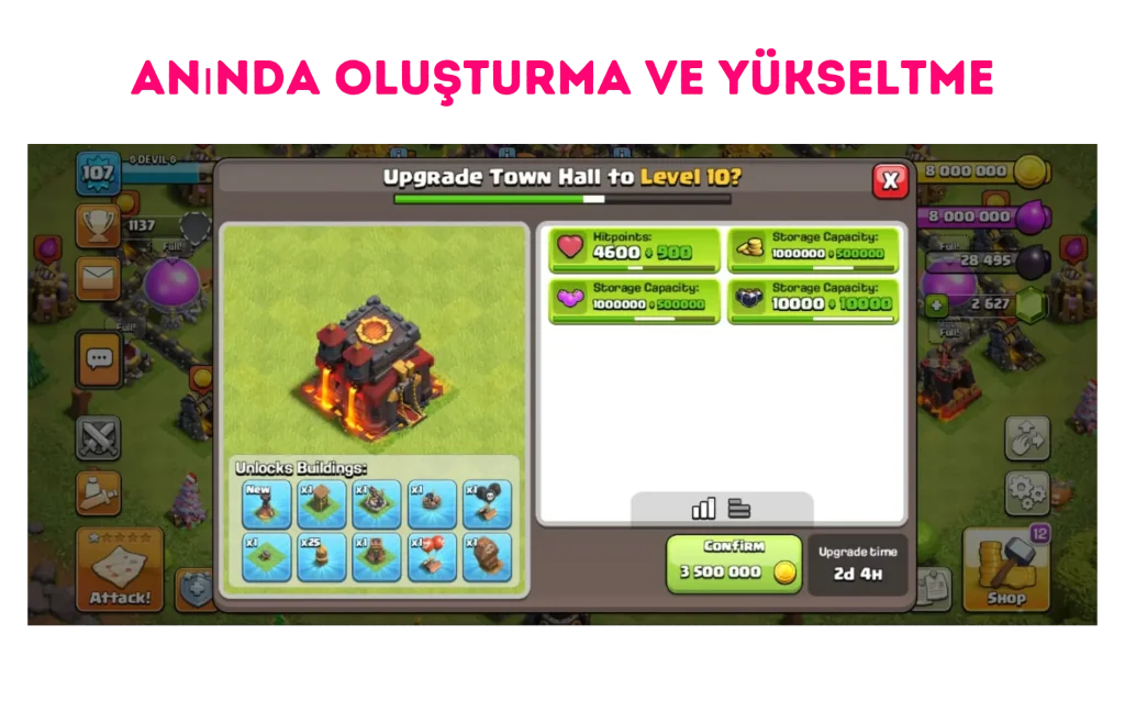 Anında Oluşturma ve Yükseltme